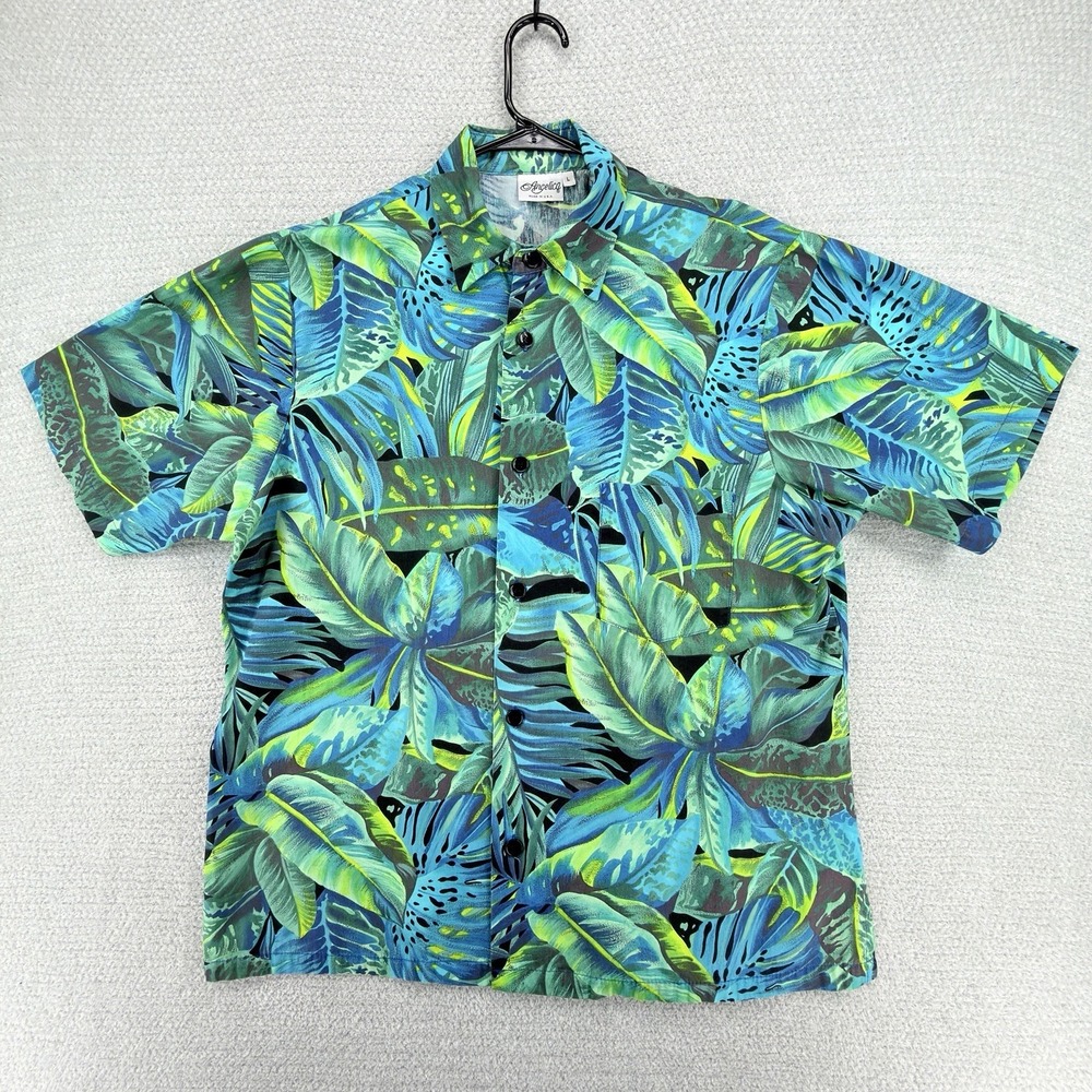 Vintage Angelica Hawaiian‎ Shirt Mens Large Button Up Floral Aloha Made In USA